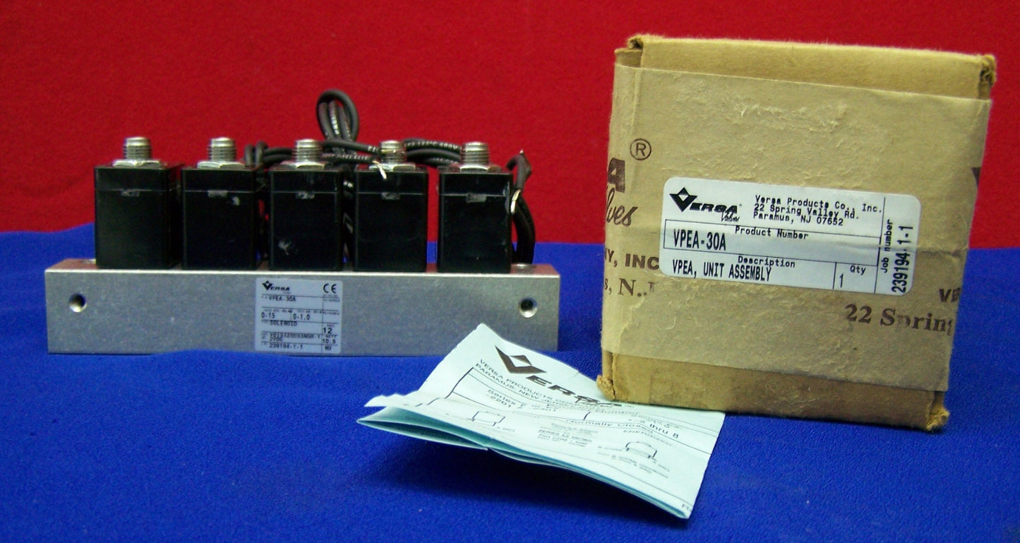 VERSA VPEA-30A VPEA UNIT MANIFOLD ASSEMBLY 12VDC SOLENOID VALVE BLOCK 0-15 PSIG