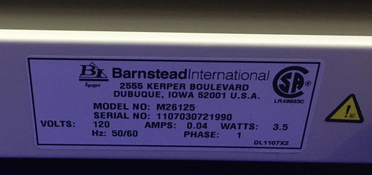 THERMOLYNE / BARNSTEAD M26125 SPECI-MIX 120V 0.04AMPS 3.5WATTS 50/60HZ 1PH