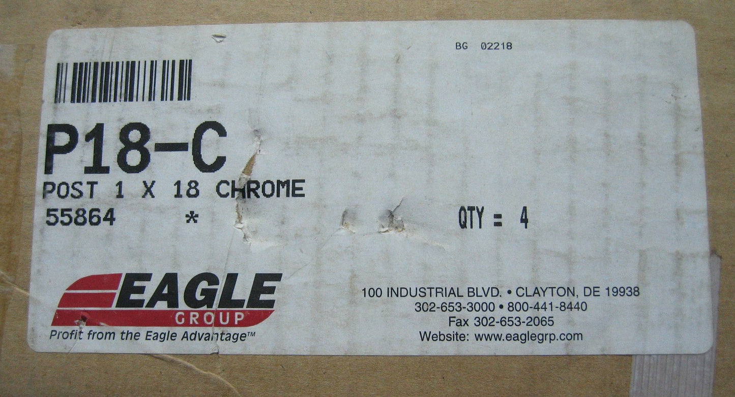 Poteaux de poteaux EAGLE P18-C chromés 1" x 18" vendus par carton de 4 pieds