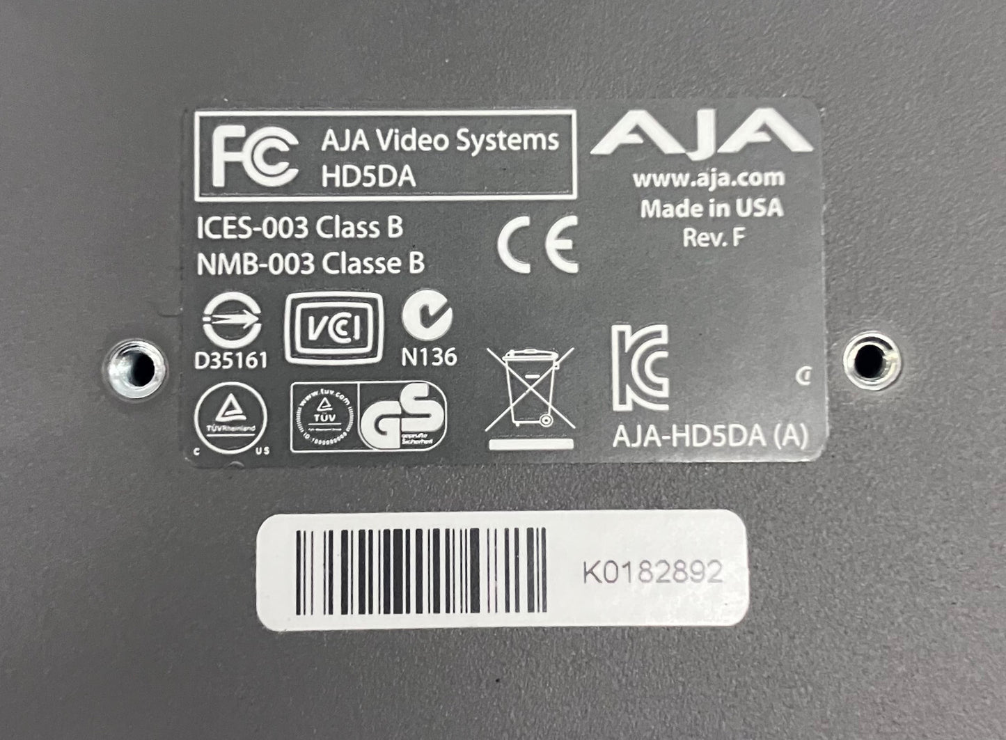 AJA HD5DA HD-SDI / SDI SERIAL DIGITAL DISTRIBUTION AMPLIFIER