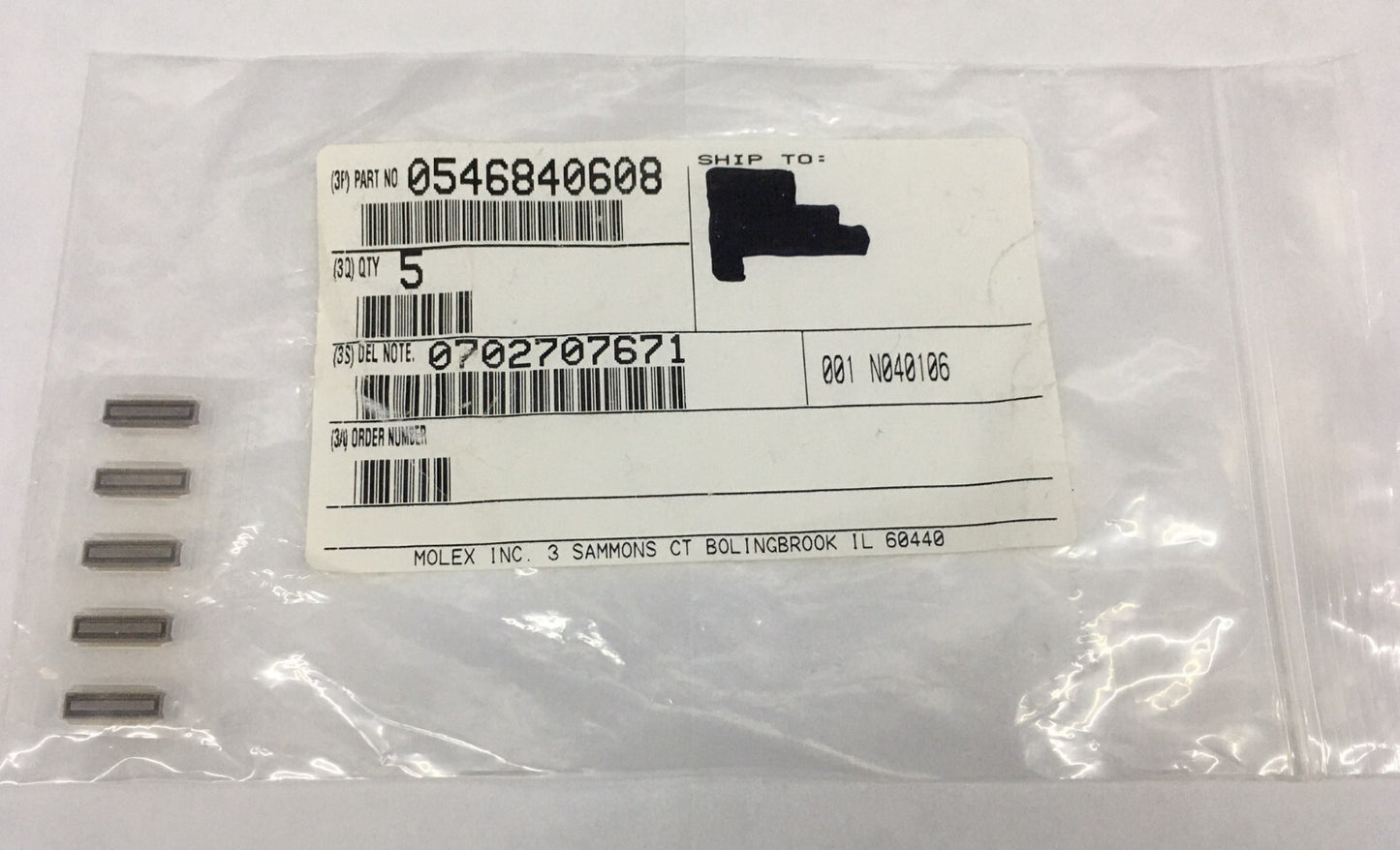 1 PKG OF QTY 5 MOLEX 0546840608 / 546840608 SLIMSTACK BOARD-TO-BOARD RECEPTACLE