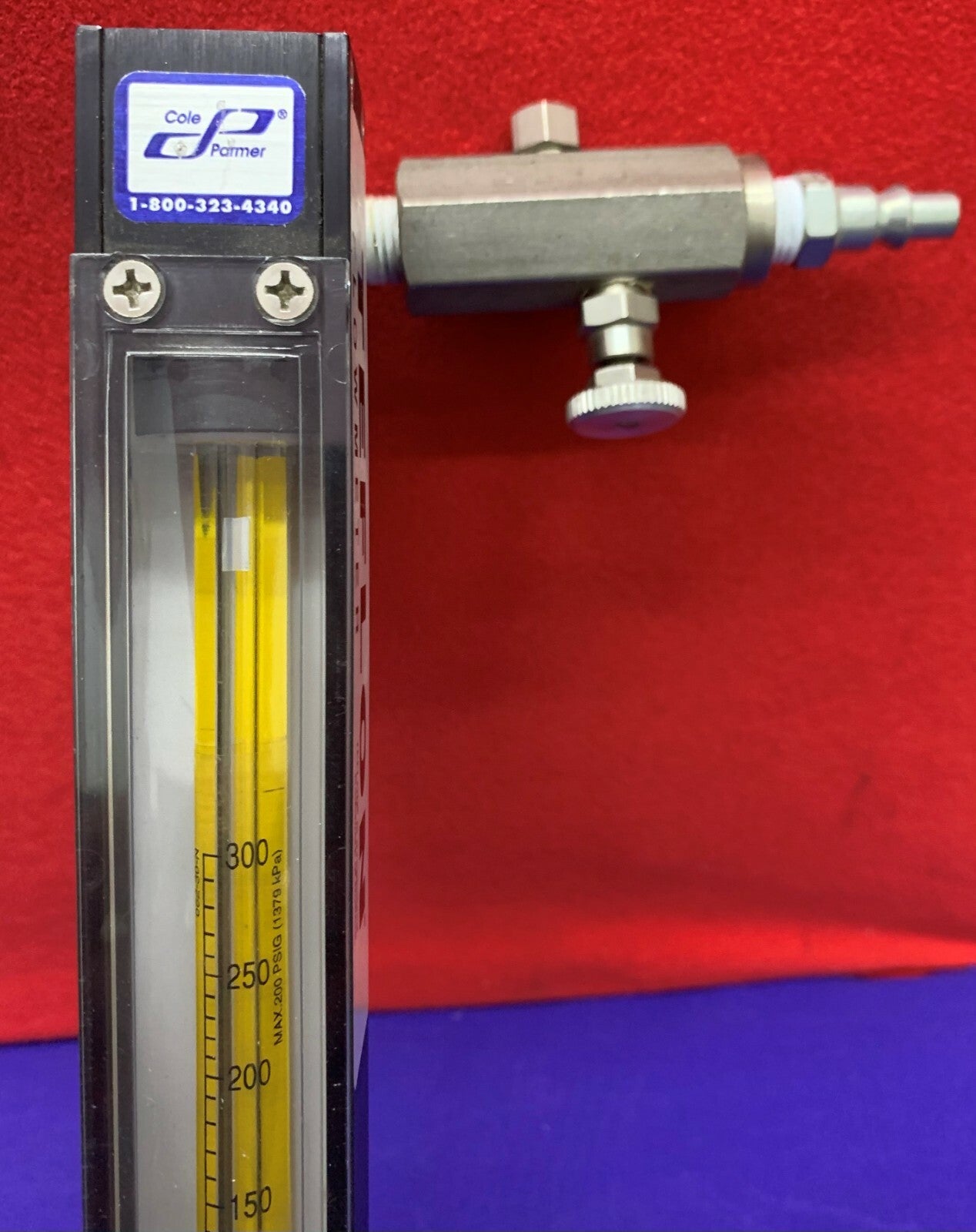 Teflon / Cole Parmer Valved Flowmeter TMR1-010457