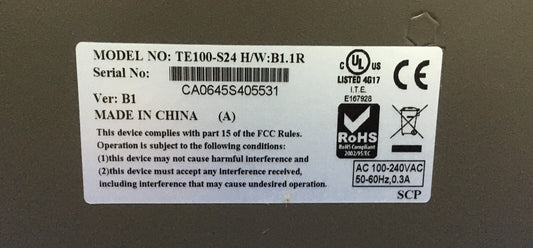 TRENDNET TE100-S24 H/W:B1.1R VER B1 FAST ETHERNET SWITCH TE100-S24
