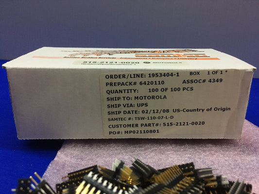 1 PKG OF 100 PCS - SAMTEC MOTOROLA TSW-110-07-L-D 515-2121-0020 HEADER