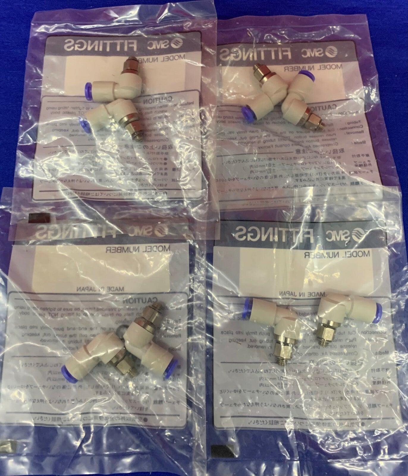 Lot of 4 Bags (Qty 2 per Bag) SMC KSL04-M5 Pneumatic Elbow Fittings