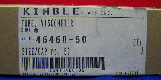 KIMBLE / KIMAX 46460 SIZE 50 SN A290 TUBE VISCOMETER 46460-50