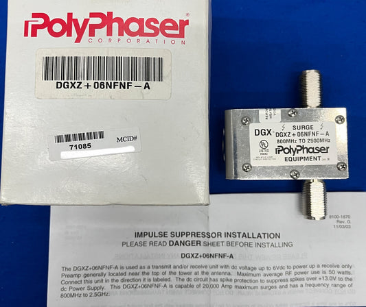 POLYPHASER ® EQUIPMENT DGX ® / DGXZ+06NFNF-A ISOLATED LOOP CIRCUIT PROTECTOR
