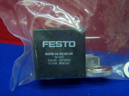 FESTO 34431 MSSD-F SOLENOID PLUG SOCKET & 34415 MSFW-24-50/60-OD SOLENOID COIL