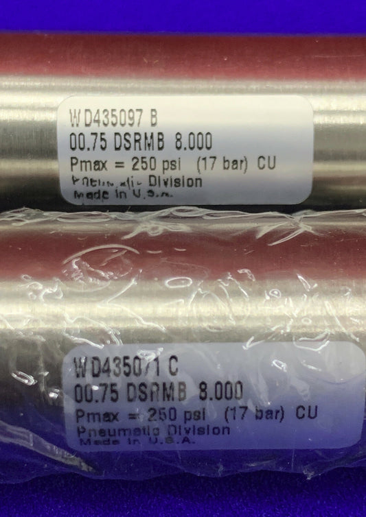 PARKER 00.75 DSRMB 8.000 / 00.75DSRM8.000 AIR CYLINDER BORE QTY 2 - 1 NEW/1 USED