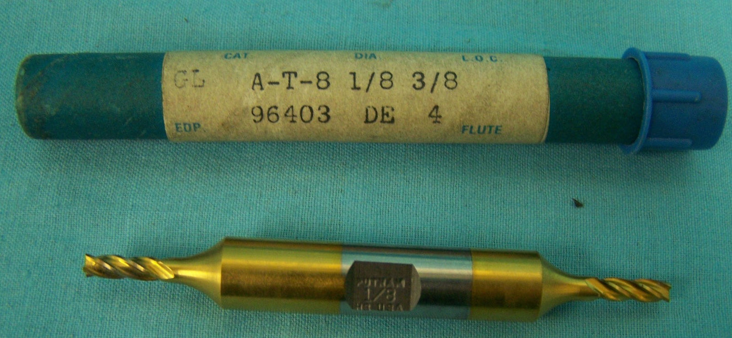 PUTNAM END MILLS DOUBLE ENDED CAT. GL A-T8 DIA 1/8 L.O.C. 3/8 EDP 96403