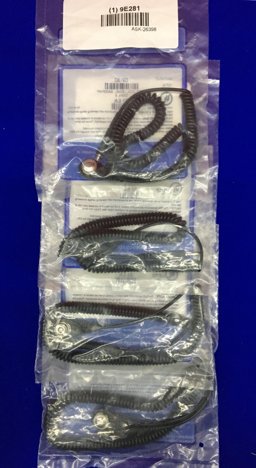 DESCO 09180 CORD COIL JEWEL MAGSNAP OYNX 6" - 1 LOT QTY 4 Anti-Static, ESD Strap