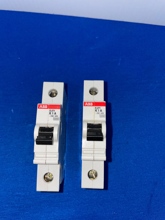 ABB, S 271 K1A, CIRCUIT BREAKER, SELLING AS 1 LOT QTY 2