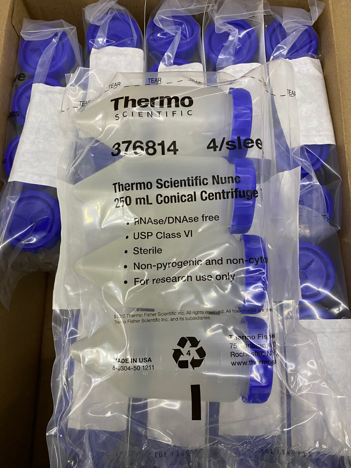 THERMO SCIENTIFIC / NALGE NUNC 250ml CONICAL CENTRIFUGE TUBE - 1 CASE OF QTY 40