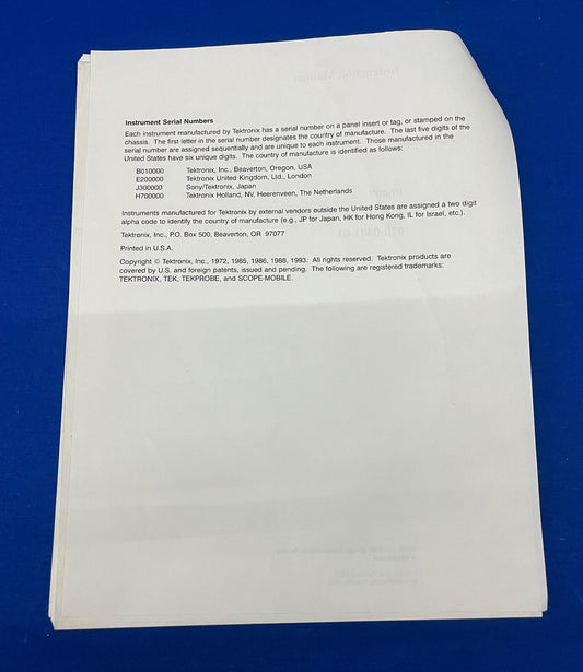 TEKTRONIX P6009 120 MHz 100X PROBE 070-0401-01 INSTRUCTION MANUAL