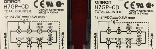 Lot of 2 Omron Total Counter H7GP-CD 12-24VDC. 6 Digit