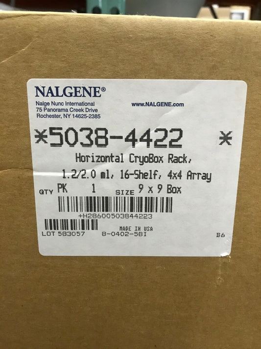 NALGENE 5038-4422 Horizontal CryoBox™ Freezer RACK 1.2/2.0ml 16-SHELF NALGE NUNC