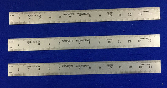 PRODUCTS ENGINEERING PEC 751-150 METRIC GRADUATION STYLE 1/2" WIDE - 3 RULERS
