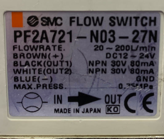 SMC PF2A721-N03-27N FLOW SWITCH SENSOR