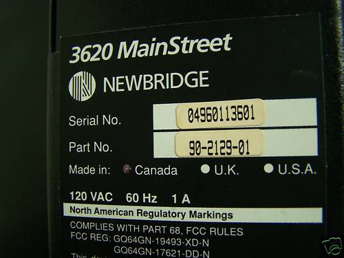 NEWBRIDGE MODELL 3620 MAIN STREET 3620 MULTIPLEXER