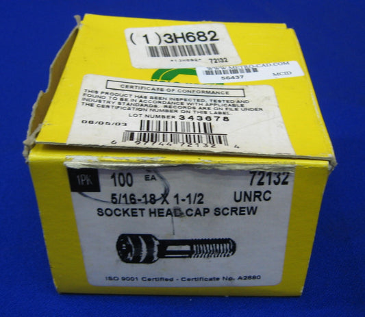 HOLO-KROME ALLEN 72132 3H682 5/16-18 X 1-1/2 SOCKET HEAD CAP SCREW
