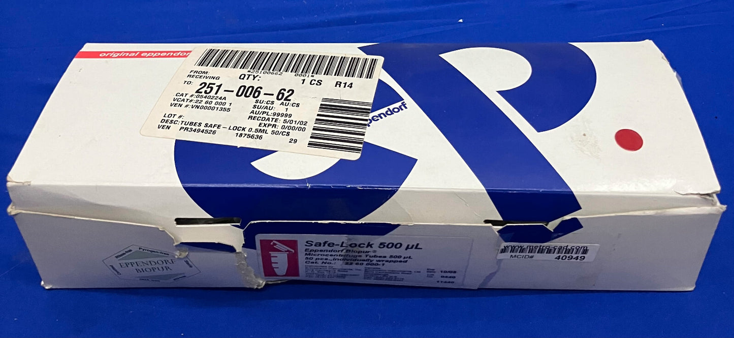 EPPENDORF MODELL 2260000-1,SN 0540224A, MIKROZENTRIFUGENRÖHRCHEN .5ML, 50 STK