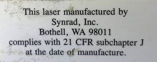 Synrad H 48-1-28W 4670 Gas Laser 30VAC 10.6 m (common) or 9.3 m PARTS /REPAIR