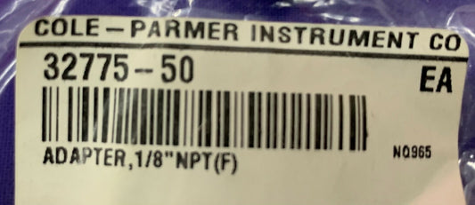 Lot of 6 Cole Parmer / Cole-Parmer 32775-50 Adapter / 1/8” NPT (F)