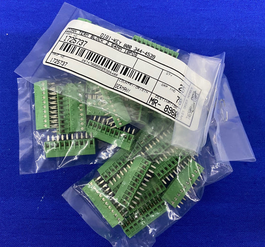 DIGI-KEY 1725737 CONN TERMINAL BLOCK 2.54mm 10POS - 1 PACKAGE QTY 25 BLOCKS