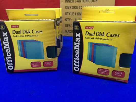 OFFICEMAX DUAL 3.5" DISK CASES 1 CARTON CONTAINING 8 PACKS OF 5- 45 Total