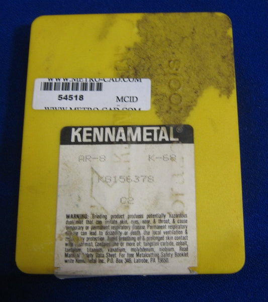 KENAMETAL AK-8 K-68 KG156378 CARBIDE INSERT TOOL BIT USED
