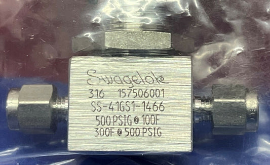 Swagelok SS-41GS1-1466 SS 1 Piece 40G Series Ball Valve 500PSIG 100F/300F 500