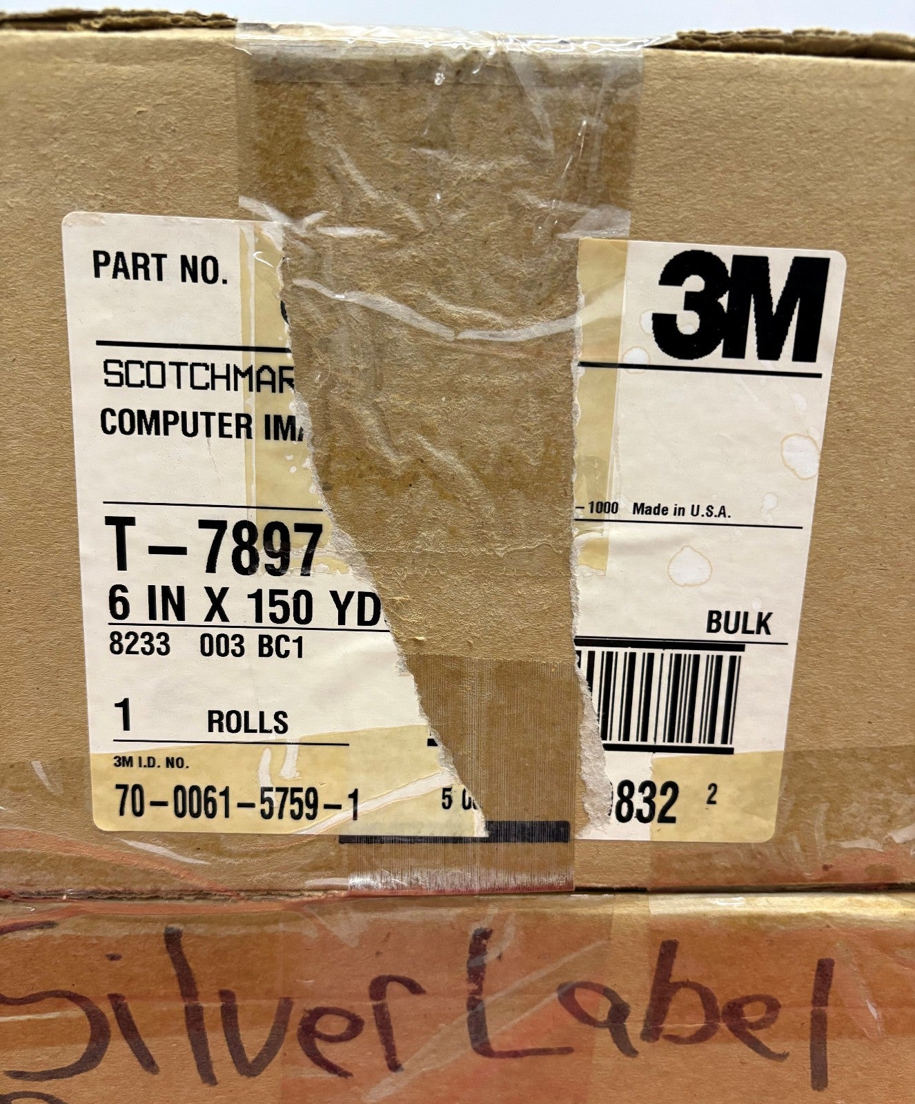 3M #7887 SILVER LABEL COMPUTER-IMPRINTABLE POLYESTER LABLE TAPE ROLL - 2 BOXES