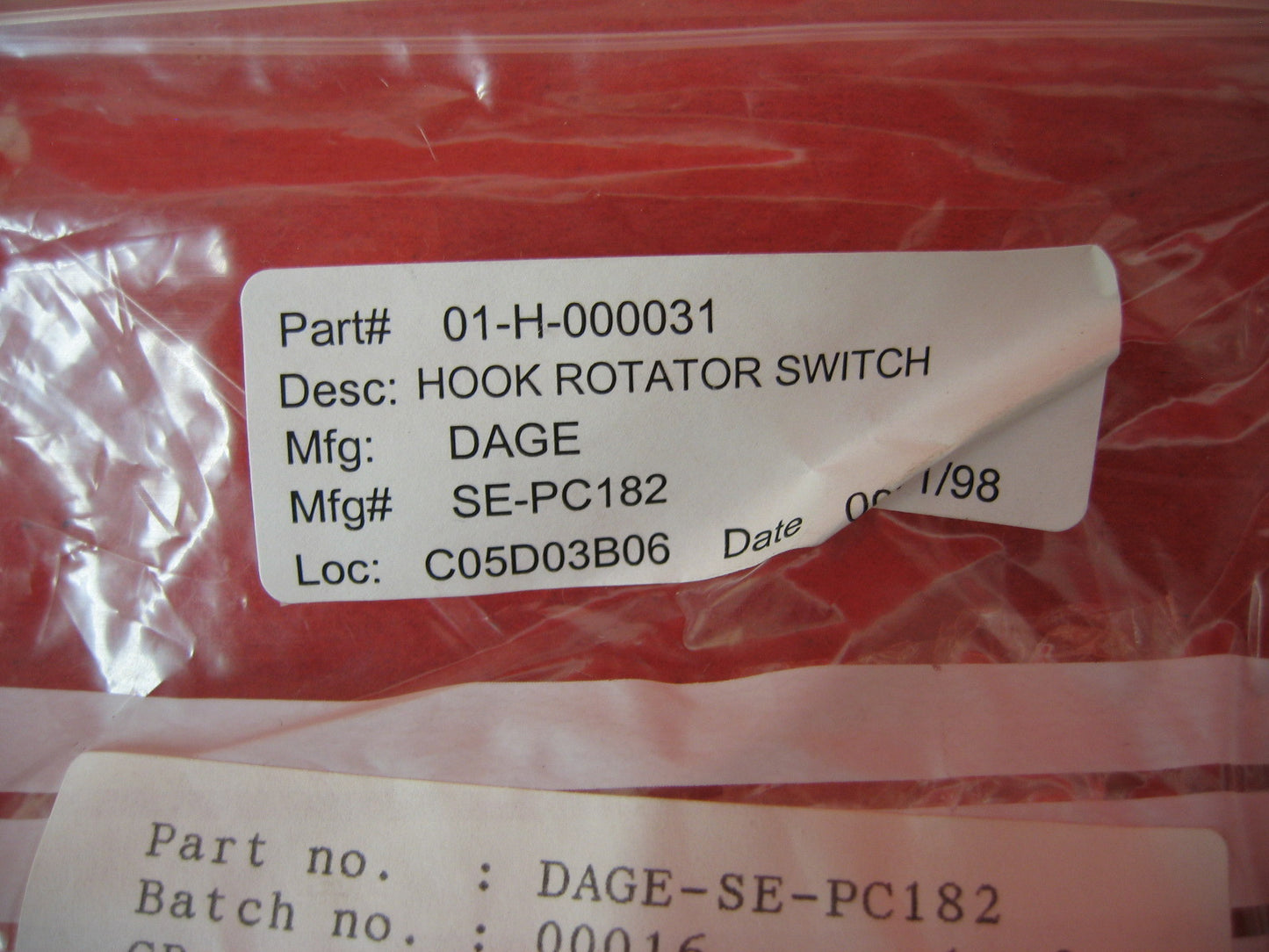 VINTAGE DAGE HOOK ROTATOR SWITCH 01-H-000031 SPARE PART