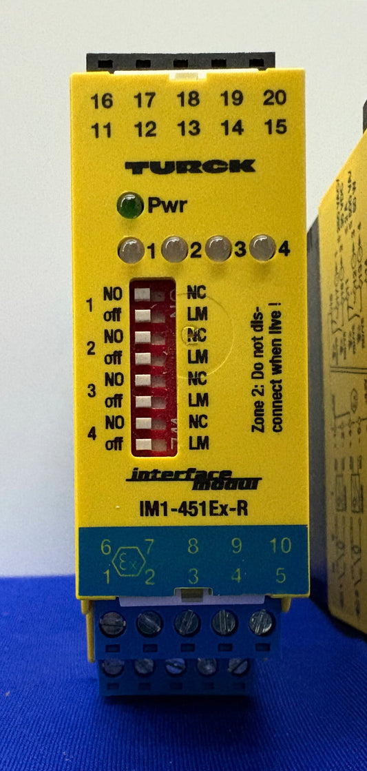 TURCK IM1-451Ex-R ISOLATING SWITCHING AMPLIFIER 4-CH LED INDICATOR - 1 LOT QTY 2