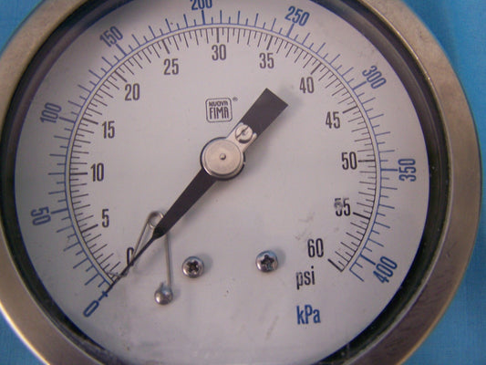 NUOVA FIMA MODEL 4 STAINLESS STEEL PRESSURE GAUGE 0-60 PSI OR 0-400 KPA