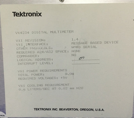 TEKTRONIX VX4234 VXI REVISION DIGITAL MULTIMETER MODULE