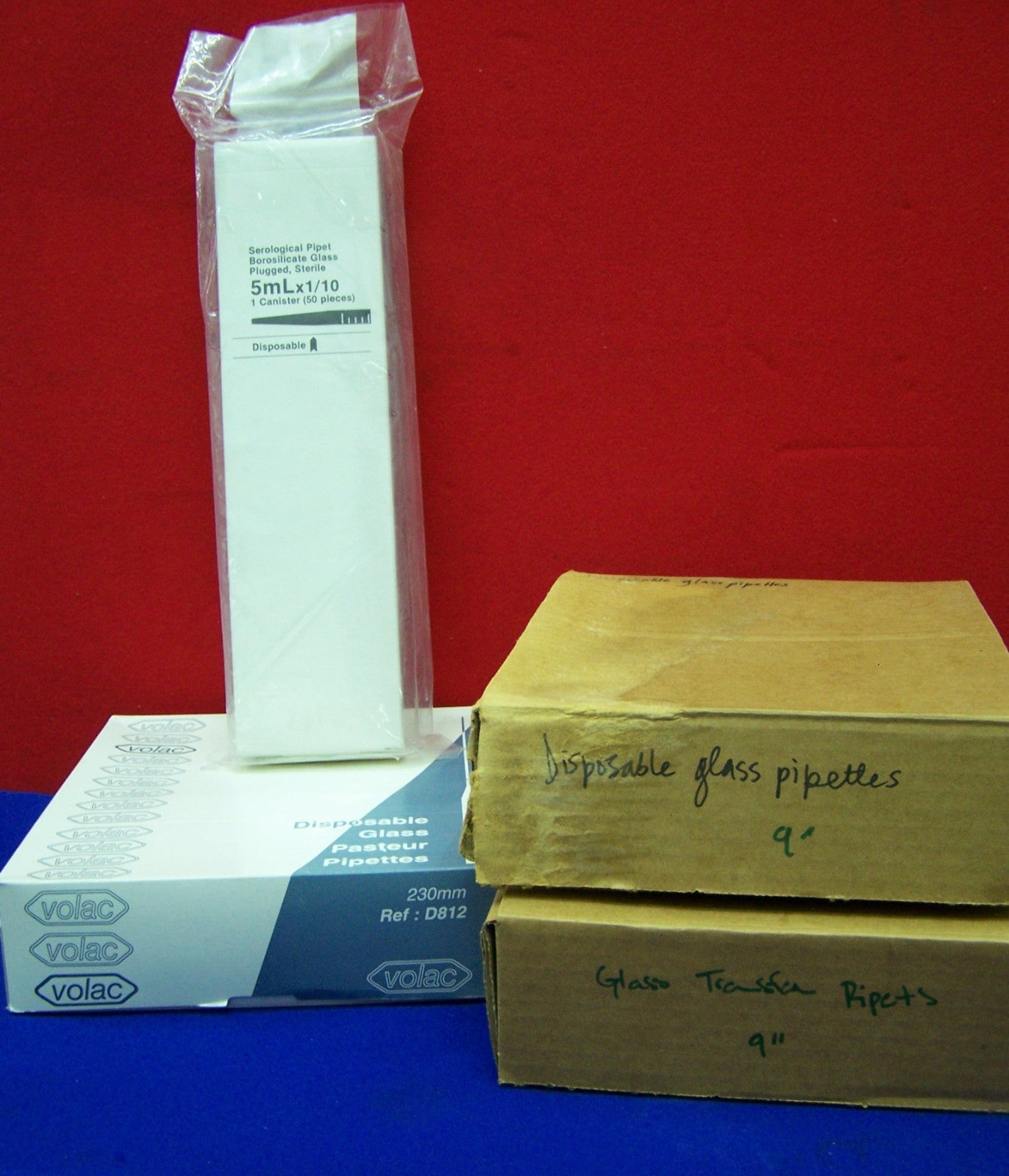 Ongeveer 200+ ongebruikte glazen pipetten PIPETTEN 9" & 10" SEROLOGISCHE VOLAC