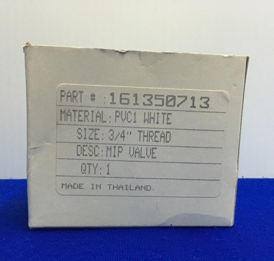 161350713 / 6NC43 BALL VALVE PVC INLINE 1-PIECE PIPE SIZE 3/4" CONNECTION TYPE