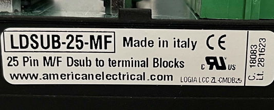 American Electrical LDSUB-25-MF 25PIN M/F Dsub to Terminal Block