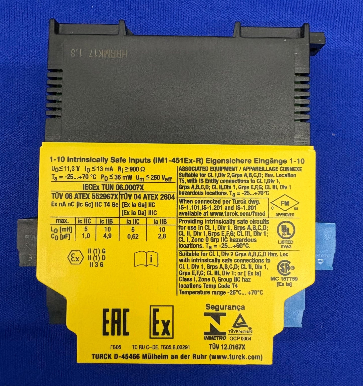 TURCK IM1-451Ex-R ISOLATING SWITCHING AMPLIFIER 4-CH LED INDICATOR