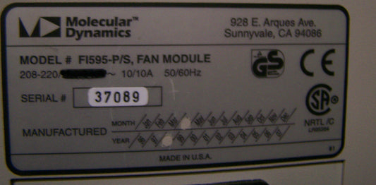MOLECULAR DYNAMICS F1595 P/S FAN MODULE 208-220 VAC 10/10 AMP 50/60 HZ