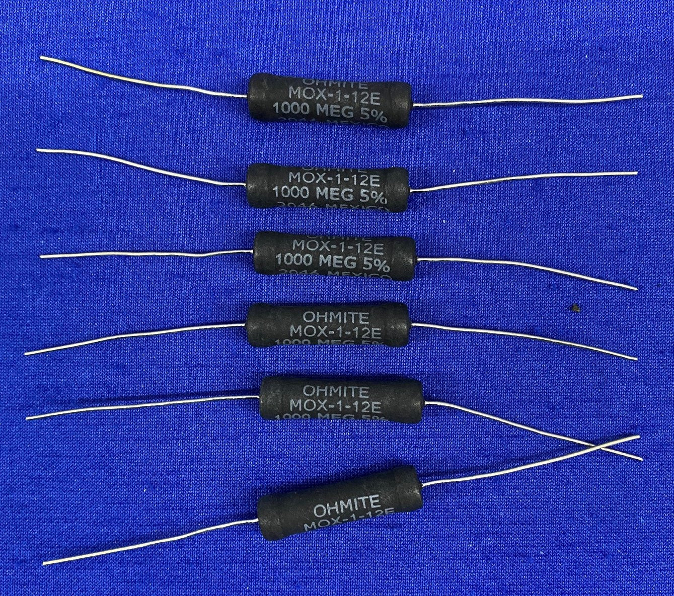 1 PKG OF QTY 6 - OHMITE / DIGI-KEY ® MOX-1-121007JE / MOX1JE-1000M-ND RESISTOR