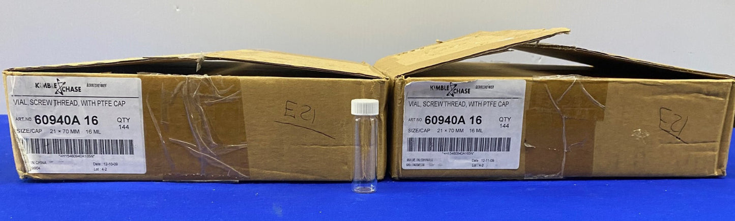 KIMBLE CHASE 60940A 16 60940A-16 VIAL SCREW THREAD W/CAP 16ML 1 LOT QTY 2 BOXES