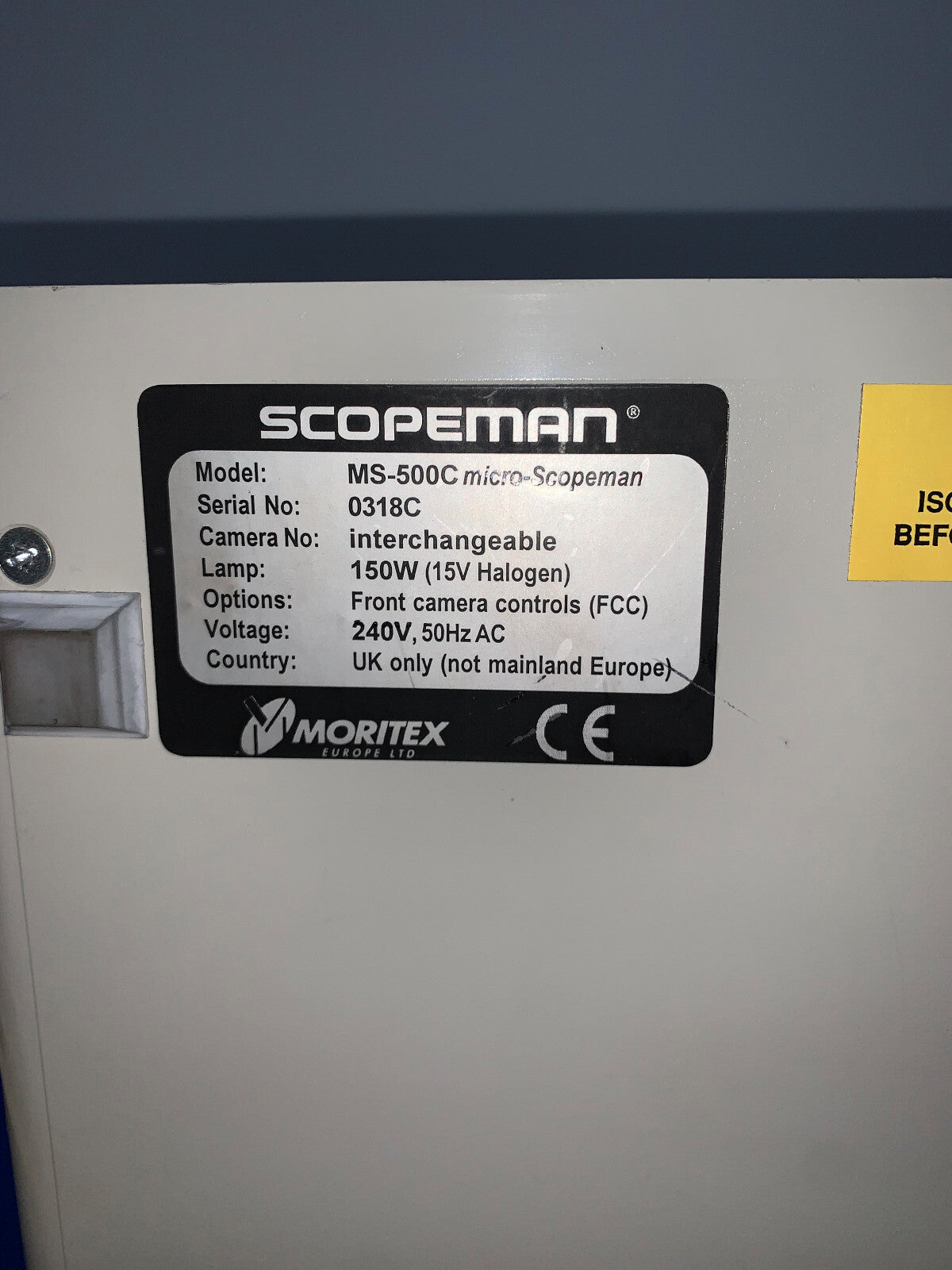 MORITEX MS-500C MICROSCOPEMAN Mikroskop-Lichtquelle Halogen
