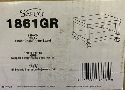 SAFCO Printer Stand 1861GR Gray Under Desk Printer Stand