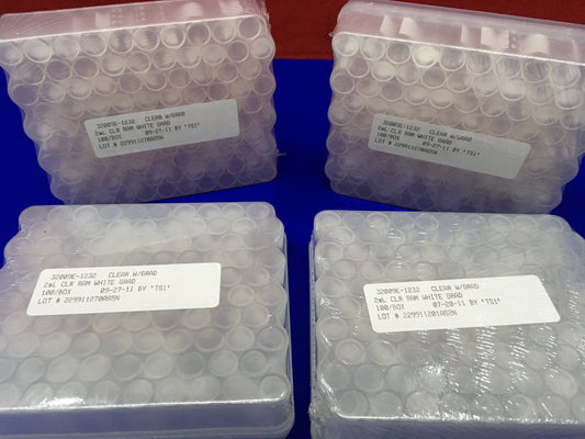 4 PKGS CONTAINING 100 PCS EA 32009E-1232 CLEAR W/GRAD 2mL  RAM WHITE GRAD VIALS
