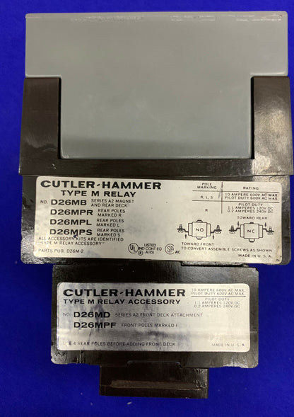 CUTLER-HAMMER TYPE M RELAY D26MB WITH D26MD / D26MPF