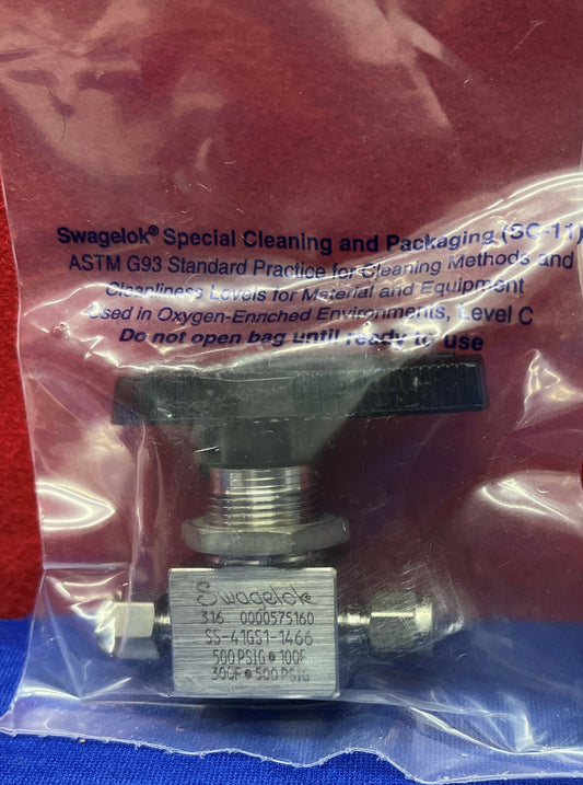 Swagelok SS-41GS1-1466 SS 1 Piece 40G Series Ball Valve 500PSIG  100F/300F 500