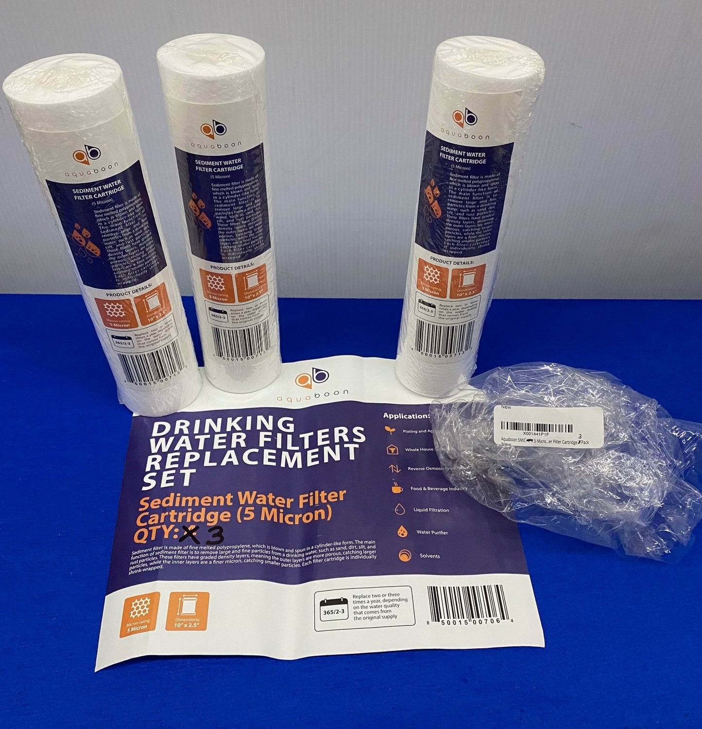 AQUABOON X001441P1F 5MIC 5-MICRO…ER FILTER CARTRIDGE -QTY OF 3 FILTER CARTRIDGES