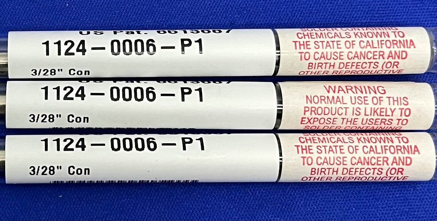 PACE 1124-0006-P1 CONICAL SHARP SOLDER EXTENDED TIP 3/28” - 1 LOT QTY 3